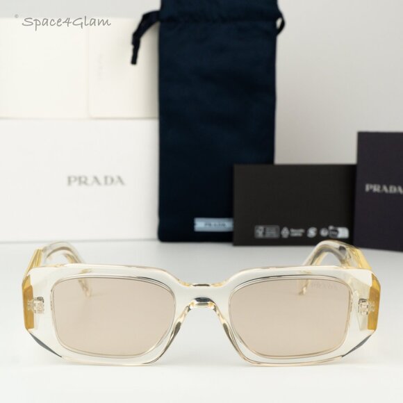 BRAND NEW Prada PR17WS 19X30N Clear Champagne Platino Mirror Unisex Sunglasses - Picture 3 of 9